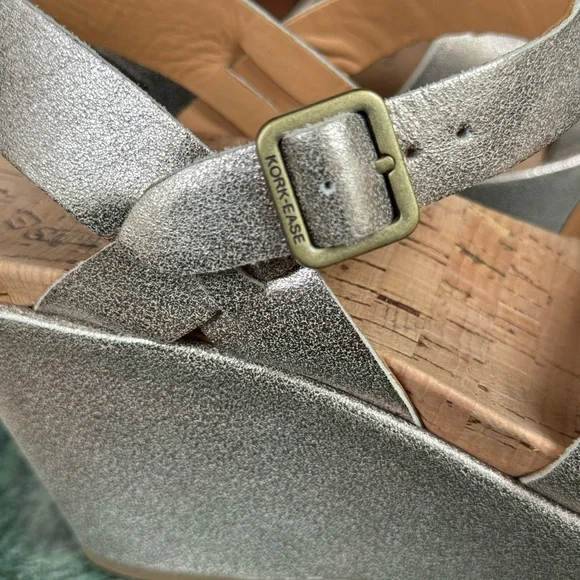 Kork-Ease “Ava” Wedge Sandals in Metallic Gold Leather - Picture 6 of 7